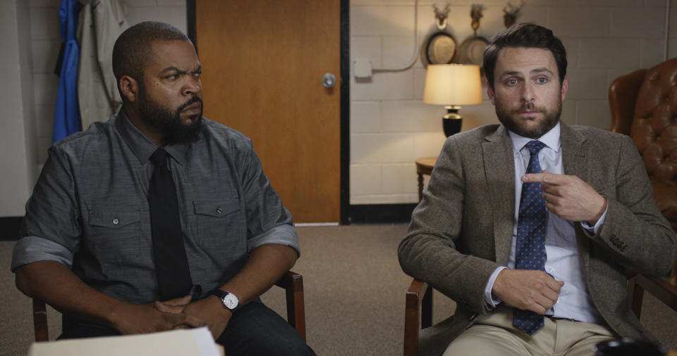 This image released by Warner Bros. Pictures shows Ice Cube, left, and Charlie Day in a scene from "Fist Fight." (Warner Bros. Pictures via AP)