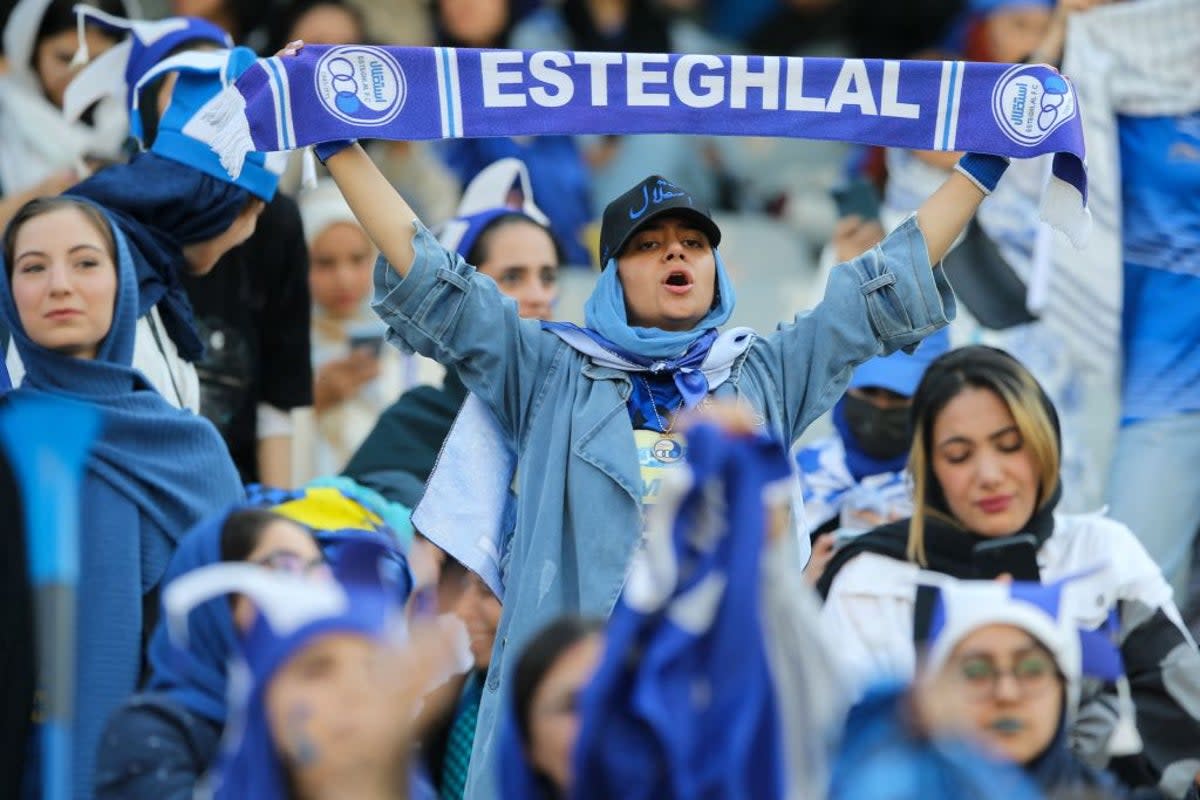 Around 500 women attended the match in Tehran   (TASNIM NEWS/AFP via Getty Images)