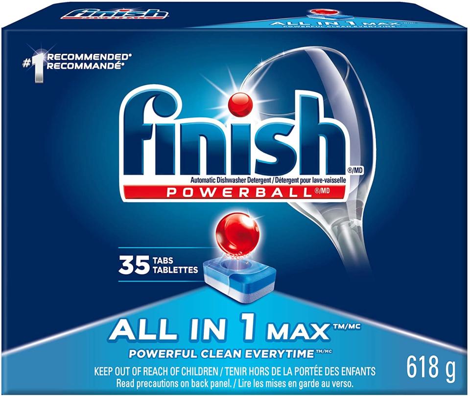 Finish Dishwasher Detergent, All In 1 Max. Image via Amazon.