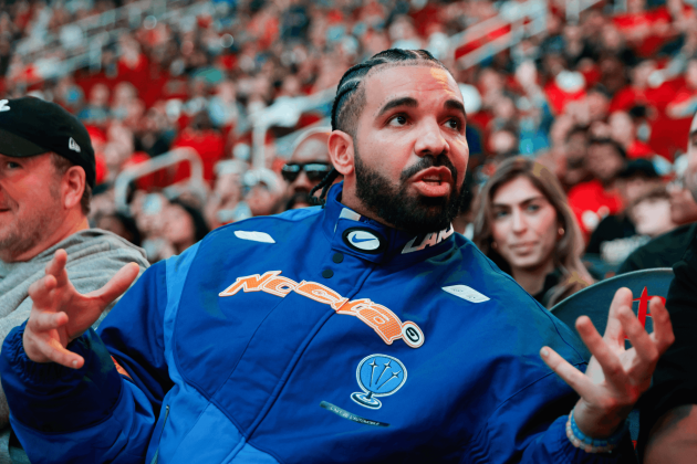 Drake attends a game between the Houston Rockets and the Cleveland Cavaliers at Toyota Center on March 16, 2024 in Houston, Texas. - Credit: Photo by Carmen Mandato/Getty Images