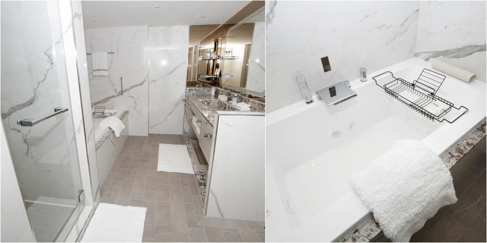 collage of bathroom of Silver Ray's Otium Suite