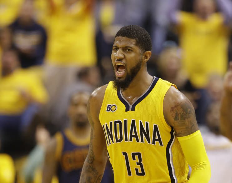 Paul George is one of the NBA’s best two-way players. (AP)