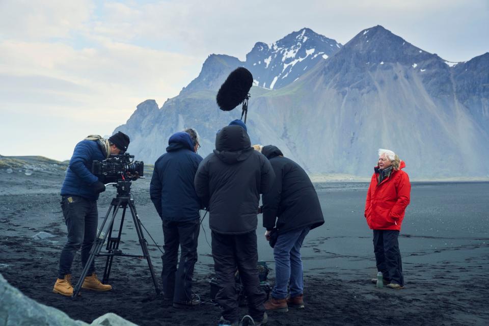 Groundbreaking: Attenborough filming the new series in Iceland (PA)