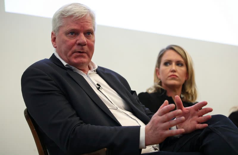 WikiLeaks editor-in-chief Kristinn Hrafnsson and lawyer Jennifer Robinson attend a news conference ahead of WikiLeaks founder Julian Assange's U.S. extradition case, in London