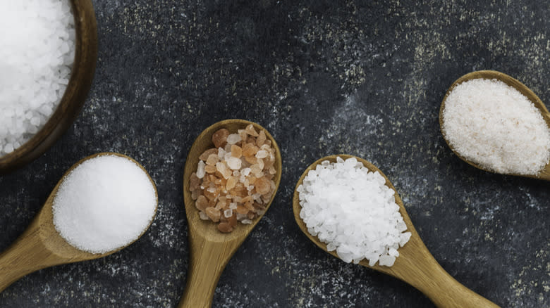 various salts on spoons