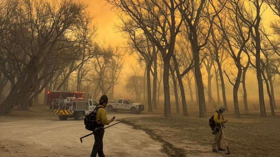 PHOTO: Wildland Team members depart to operate amid the spread of fire in this picture obtained by Reuters on Feb. 27, 2024.  (Flower Mound Texas Fire Department/via Reuters)