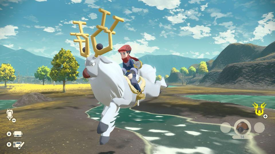 Pokemon character riding a Pokemon