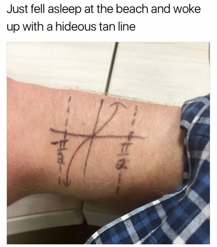a tan line graph drawn on someone's arm