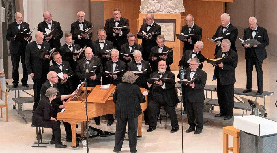 Adrian-based community men’s chorus Chiaroscuro, pictured here in a May 2023 performance, is starting a new membership drive for any man interested in singing with the chorus this coming season.