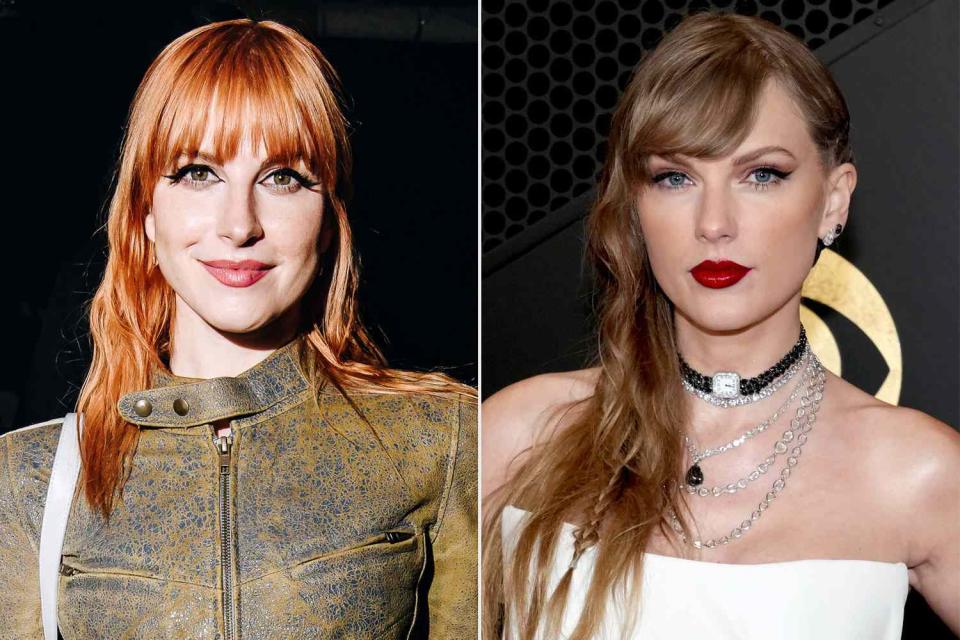 <p>Nina Westervelt/WWD via Getty; Jeff Kravitz/FilmMagic</p> Hayley Williams in New York City in September 2023; Taylor Swift in Los Angeles in February 2024