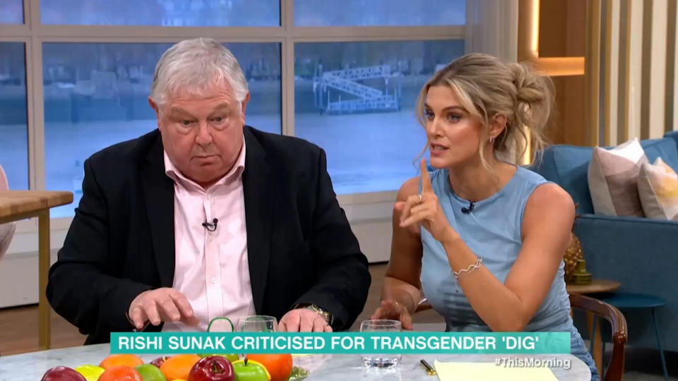 Ashley James and Nick Ferrari clashed on This Morning over Rishi Sunak's trans jibe