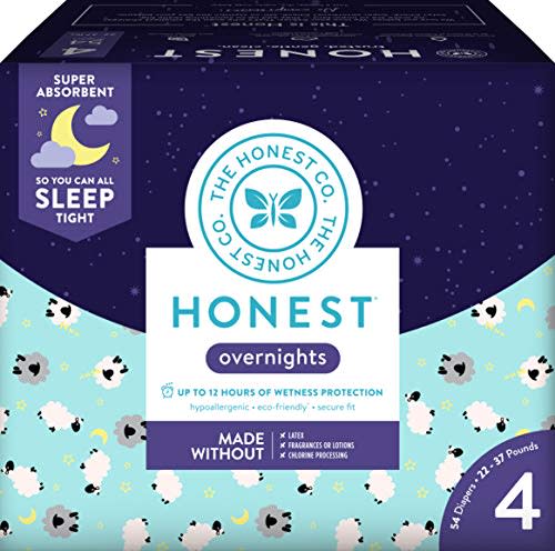 Honest Overnight Baby Diapers, Club Box, Sleepy Sheep, Size 4 (54 Count) (Amazon / Amazon)