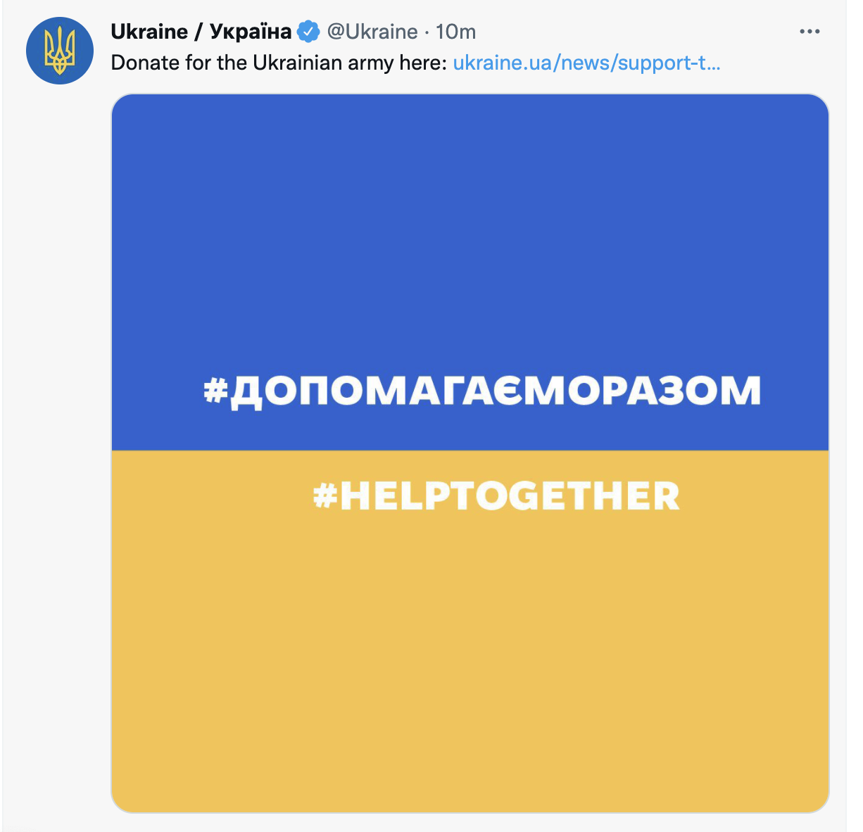 Ukraine has set up a crowdfund to pay for their defence from the Russian invasion (Twitter)