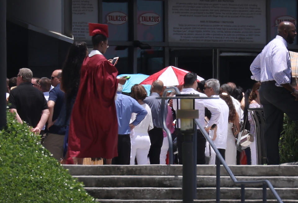 A graduate walks as seniors from Marjory Stoneman Douglas High school attend their graduation ceremony&nbsp;on Sunday. (Photo: Joe Raedle via Getty Images)