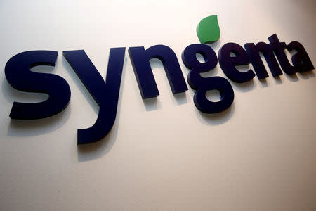 FILE PHOTO: A Syngenta logo is pictured in its office in Singapore, February 12, 2016. REUTERS/Edgar Su/File Photo