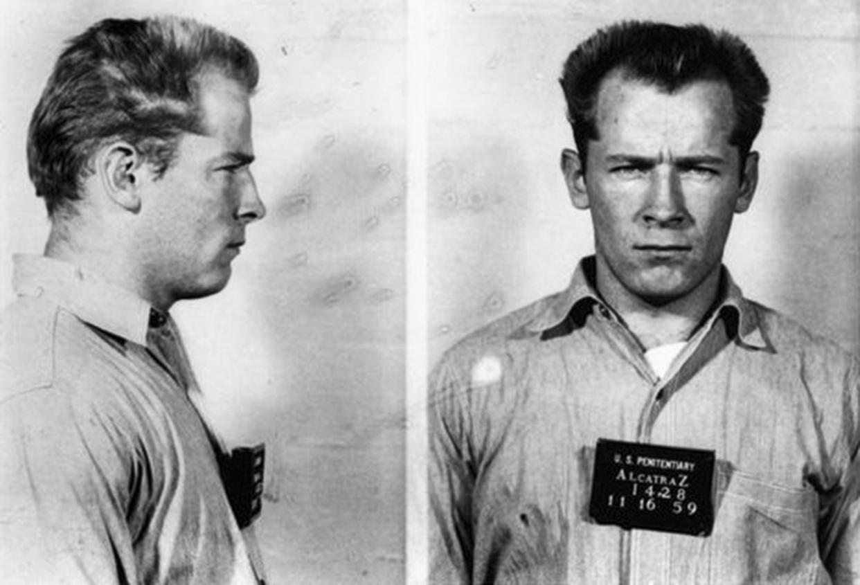 Image: Mugshots of Boston gangster James 'Whitey' Bulger, Jr. poses for a mugshot at Alcatraz on November 16, 1959 in San Francisco, Calif. (Donaldson Collection / Getty Images)