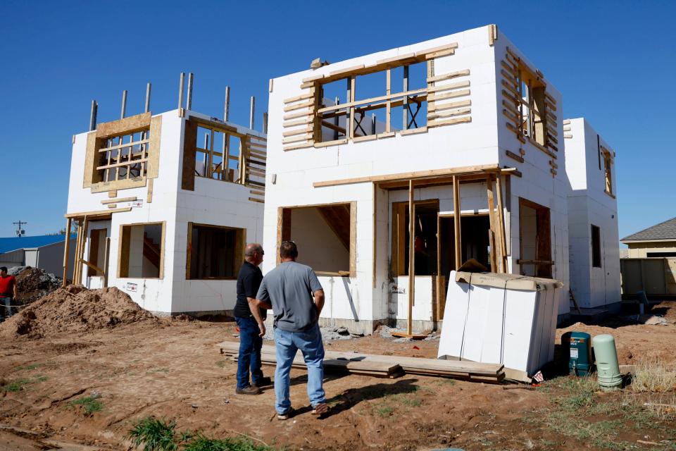 Construction continues on a homes at The Village on Walnut in Oklahoma City, Thursday, Oct. 26, 2023. The collaborative neighborhood development project between Jefferson Park Neighbors Association and Positively Paseo to build homes at NE 27 and Walnut.