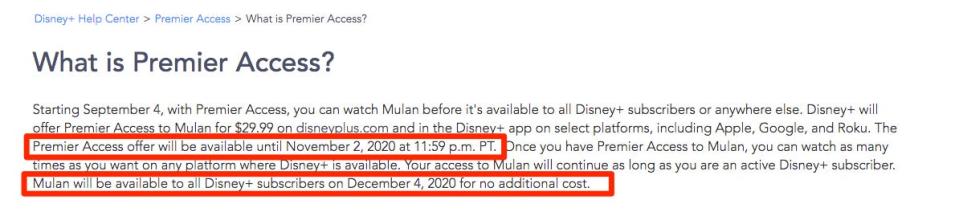 mulan early access disney plus