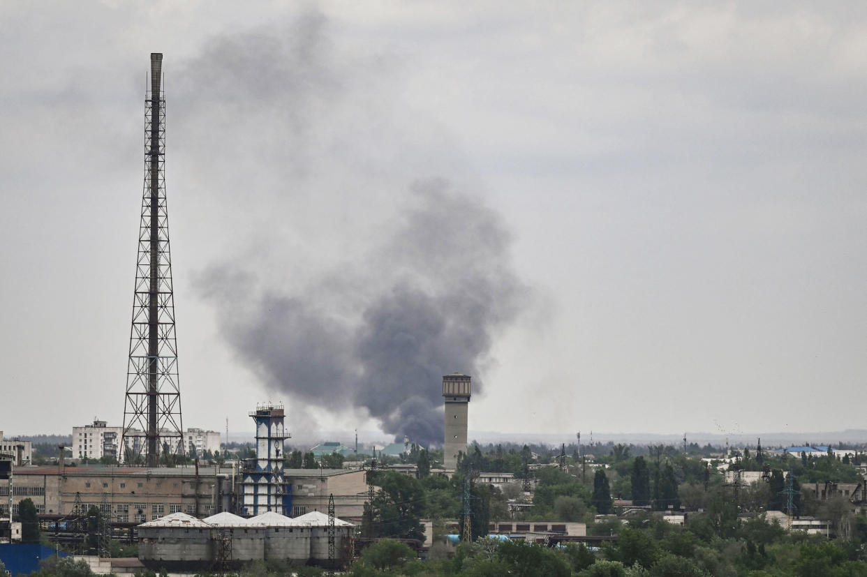 Smoke rises during shelling in Severodonetsk, Ukraine (Aris Messinis / AFP via Getty Images file)