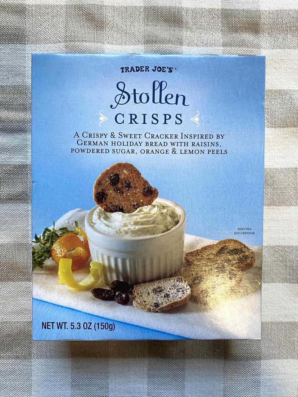 A box of TJ's Stollen Crisps