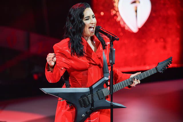 <p>Erik Pendzich/Shutterstock</p> Demi Lovato in New York City on Jan. 31, 2024