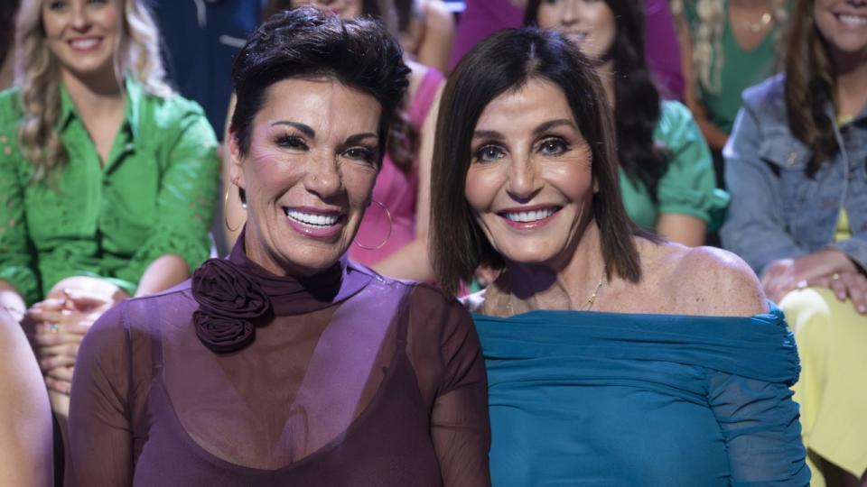 The Golden Bachelor contestants Susan Noles and Kathy Swarts are seen in the audience of The Bachelor Season 28's 