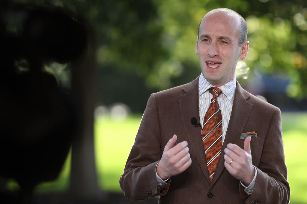 Stephen Miller, a top adviser to the president, tested positive for coronavirus on Tuesday, is married to Katie Miller, a top Pence aide in Utah ahead of Wednesday's debate. (Getty Images)