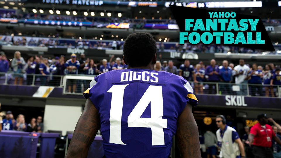 Trade rumors swirling around Vikings receiver Stefon Diggs lead off the Yahoo Fantasy Football Podcast this week. (Photo by Stephen Maturen/Getty Images)