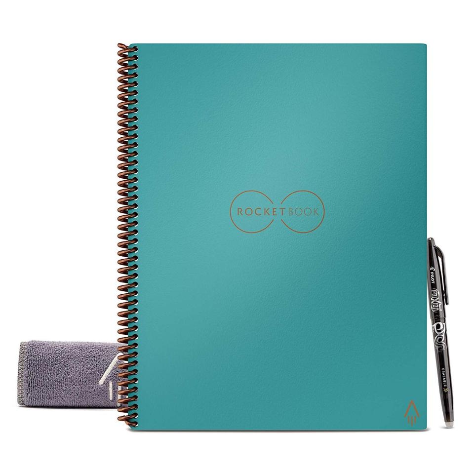 Upgrade his planner with this technologically savvy notebook from <a href="https://amzn.to/2YOEv9y" target="_blank" rel="noopener noreferrer">Rocketbook</a>. By pairing this notebook with an app, his scrawls and doodles can be automatically sent to his Cloud, Dropbox, Evernote, email and more. (True story: I currently have 4 of them in my cart!) <a href="https://amzn.to/2YOEv9y" target="_blank" rel="noopener noreferrer">Get it on Amazon</a>.