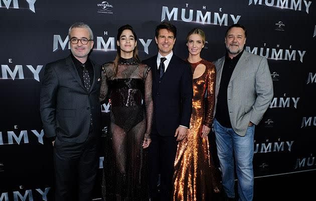 Rusty and the cast of The Mummy. Source: Getty