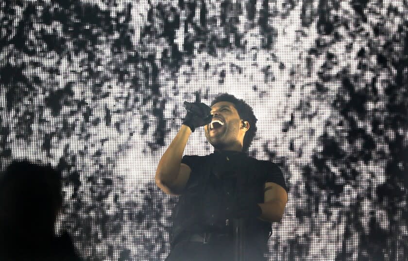 INDIO-CA-APRIL 17, 2022: Swedish House Mafia x The Weeknd perform at Coachella 2022 Weekend 1 on Sunday, April 17, 2022. (Christina House / Los Angeles Times)