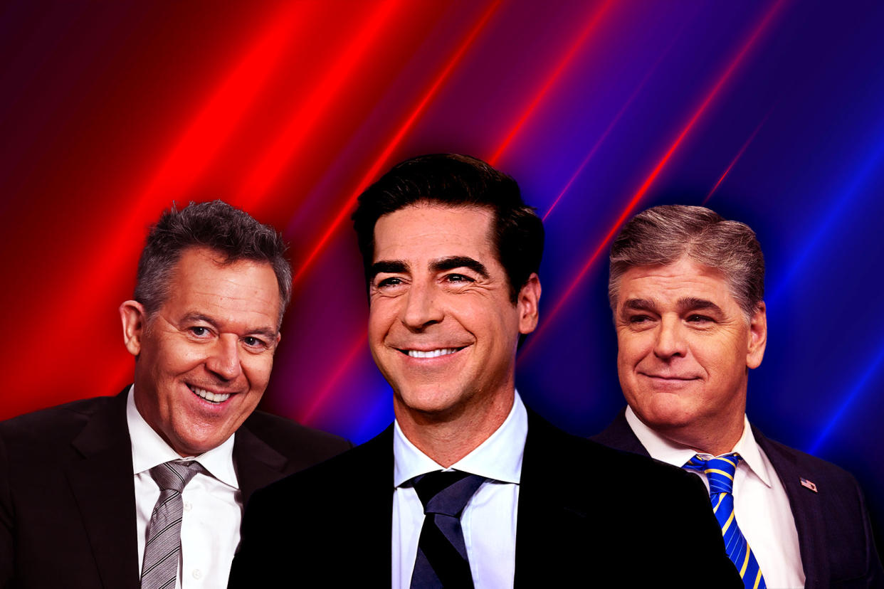 Greg Gutfeld; Jesse Watters; Sean Hannity Photo illustration by Salon/Getty Images