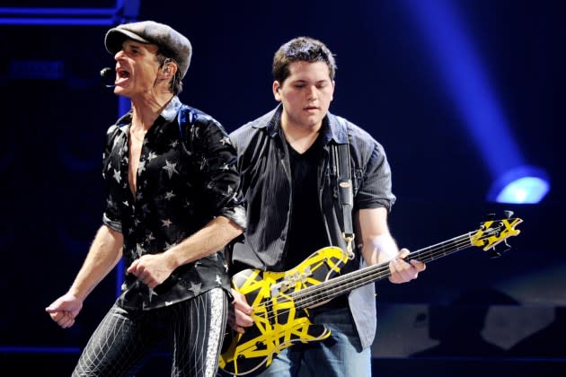 David Lee Roth (left, at a 2012 show) suddenly fired shots at his onetime bandmate Wolfgang Van Halen in a YouTube video - Credit: Kevin Winter/Getty Images