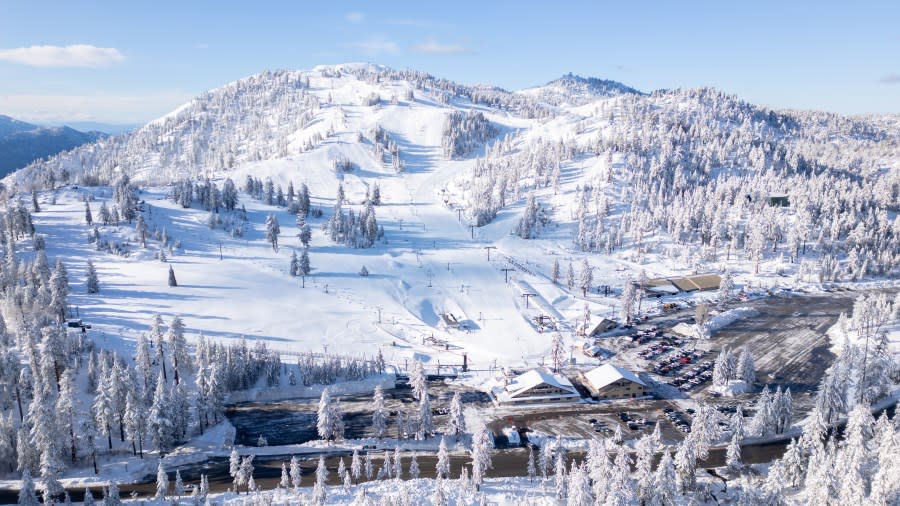 Photos from Big Bear Mountain Resort on April 1, 2024, show the results of a weekend of sustained snowfall that dropped more than two feet of fresh powder. (Big Bear Mountain Resort)