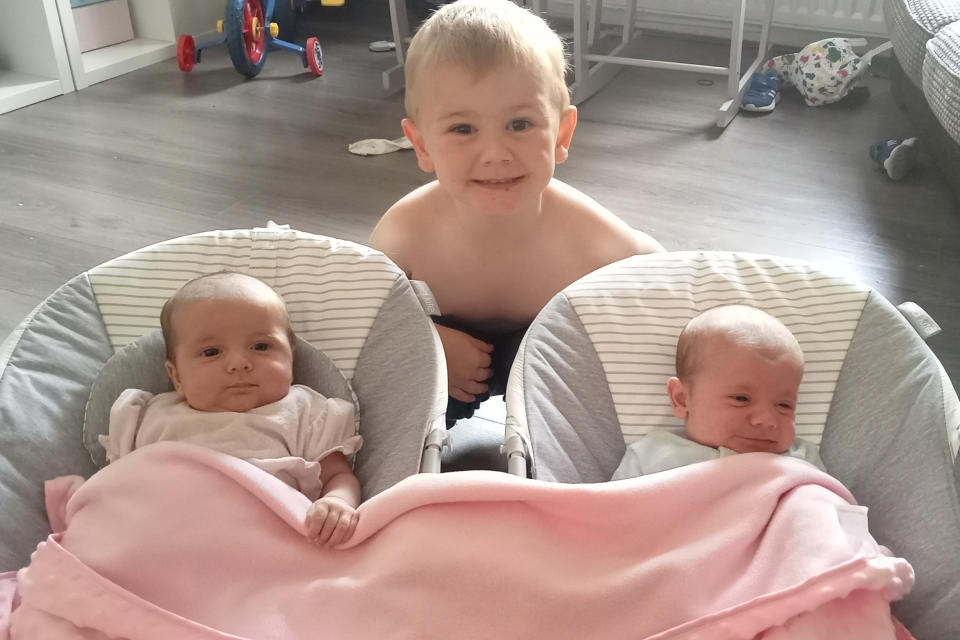 Twins Molly and Mickey with older brother Rory. (Diane McLaren/SWNS)