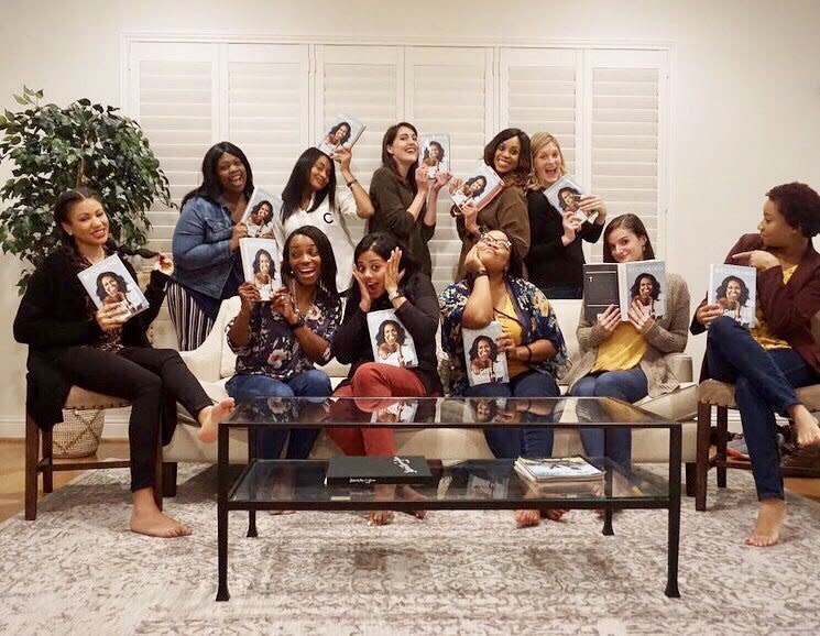 My HTX Book and Brunch club posing with copies of Becoming. (Photo: Courtesy of Felicia Harris)