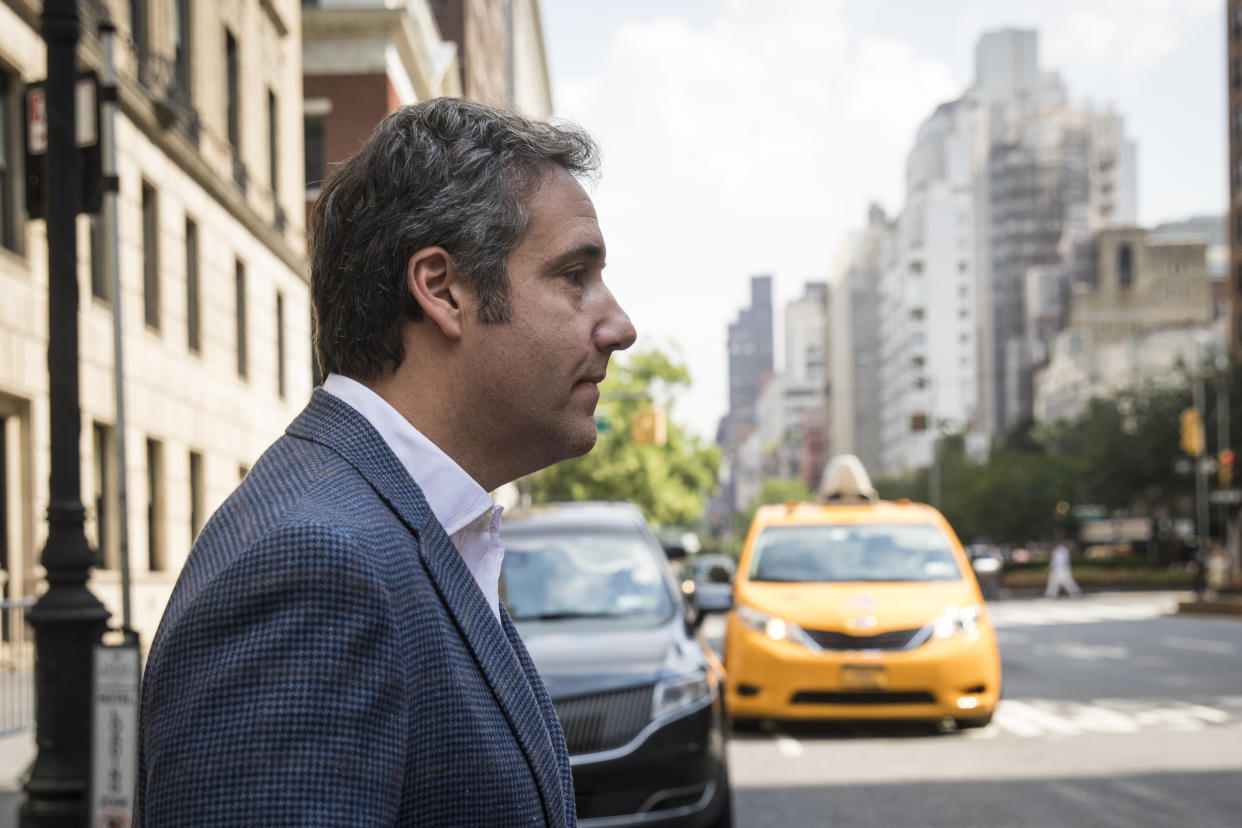 Michael Cohen, former personal attorney for President Donald Trump, exits the Loews Regency hotel and walks toward a taxi cab on July 27 in New York City. (Photo: Drew Angerer via Getty Images)