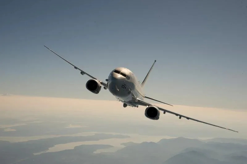 US Navy P-8A Poseidon flying over the Pacific Northwest