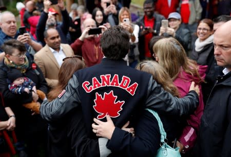 Liberal leader and Canadian Prime Minister Justin Trudeau campaigns for the upcoming election, in Riverview