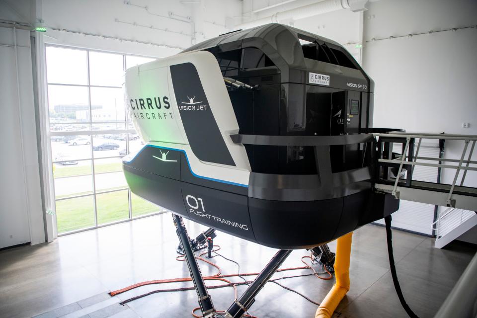 A flight simulator at Cirrus Aircraft's flight training center located at 112 Cirrus Landing next to McGhee Tyson Airport in Alcoa on Tuesday, July 19, 2022. The company has invested about $19 million in Knoxville since breaking ground on their new campus in November 2015.