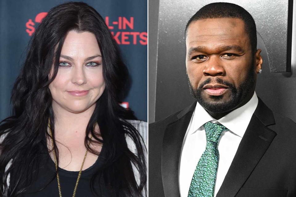 <p>Michael Loccisano/Getty; Gilbert Flores/Variety via Getty</p> Amy Lee and 50 Cent