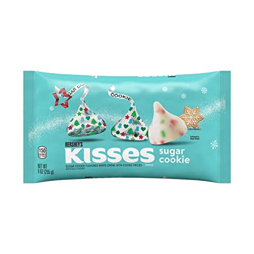 HERSHEY'S KISSES Sugar Cookie Flavor White Creme with Cookie Pieces Candy, Christmas, 9 oz Bag