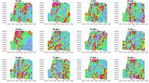 Spatial distribution of Li with respect to LCT Pegmatite pathfinders Red – Known mineral deposits, Green – Prospective areas for Li/LCT Pegmatite exploration.