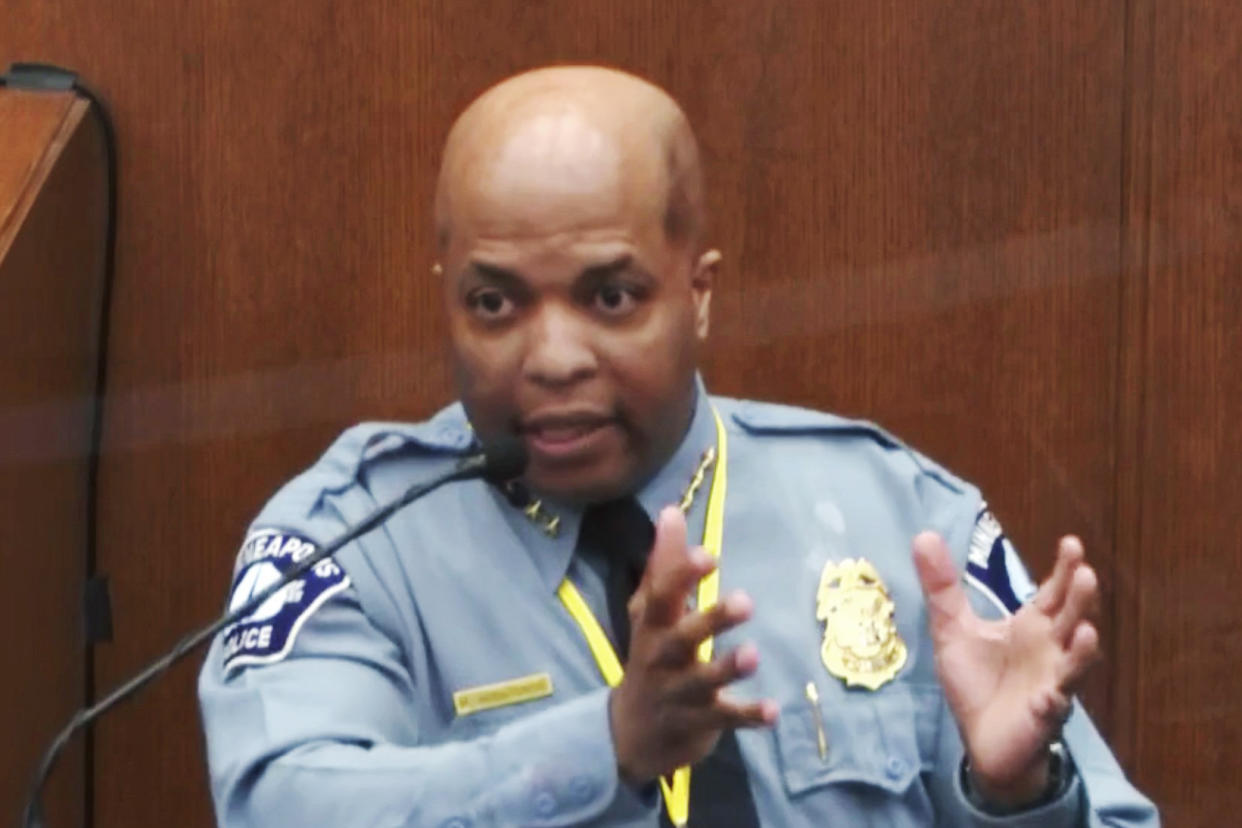 Image: Minneapolis Police Chief Medaria Arradondo testifies (Court TV Pool via AP)