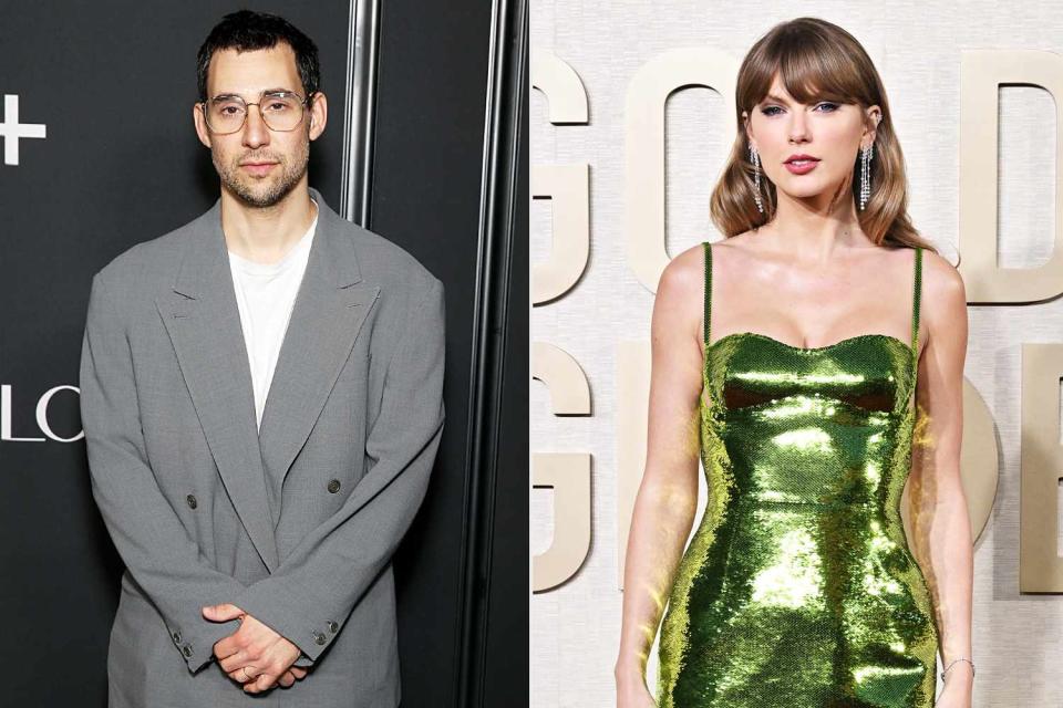 <p>Dominik Bindl/WireImage; Axelle/Bauer-Griffin/FilmMagic</p> Jack Antonoff (left) and Taylor Swift