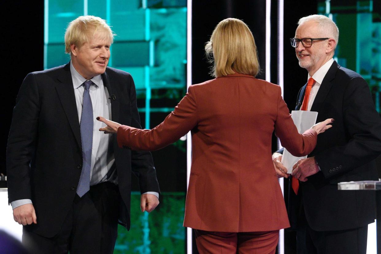Boris Johnson and Jeremy Corbyn on ITV: ITV via Getty Images