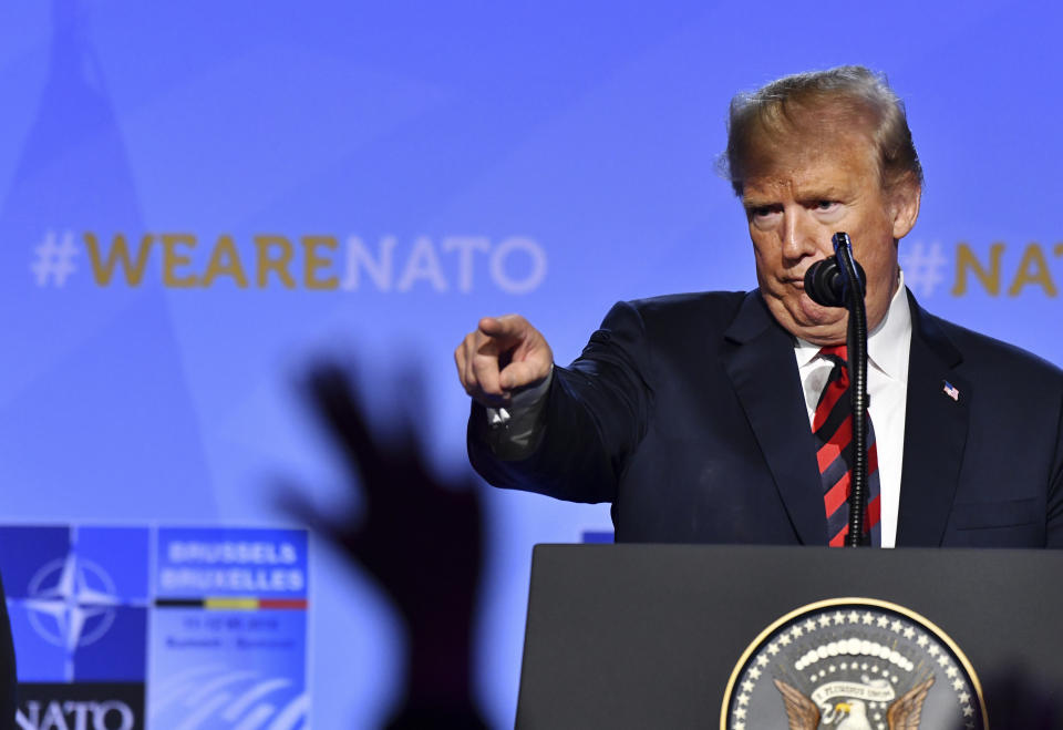 Donald Trump en una reunión de la OTAN en 2018. (AP Photo/Geert Vanden Wijngaert)