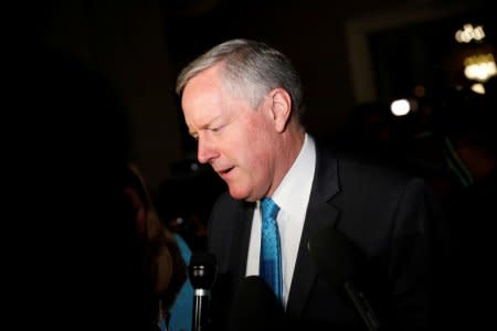 Rep. Mark Meadows (R-NC), Chairman of the House Freedom Caucus, speaks with reporters about the Republican led immigration reform effort on U.S. Capitol in Washington, U.S., June 21, 2018.  REUTERS/Aaron P. Bernstein/File Photo