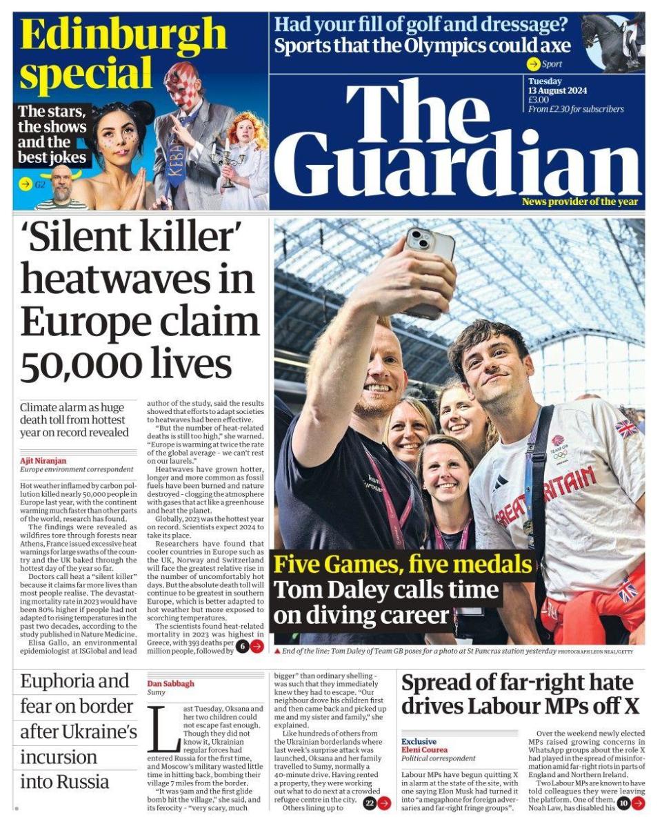 The headline in the Guardian reads: Silent killer heatwaves in Europe claim 50,000 lives