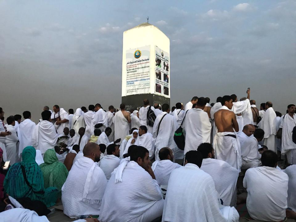 Pilgrims are seen gathered&nbsp;on the Mount Arafat.